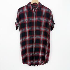 Madewell Plaid Shirt Dress XS Womens Luxe Grunge Preppy Heritage Casual Chic